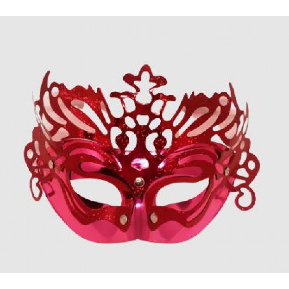 Máscara Veneza Metálica Glitter Vermelha - Máscaras