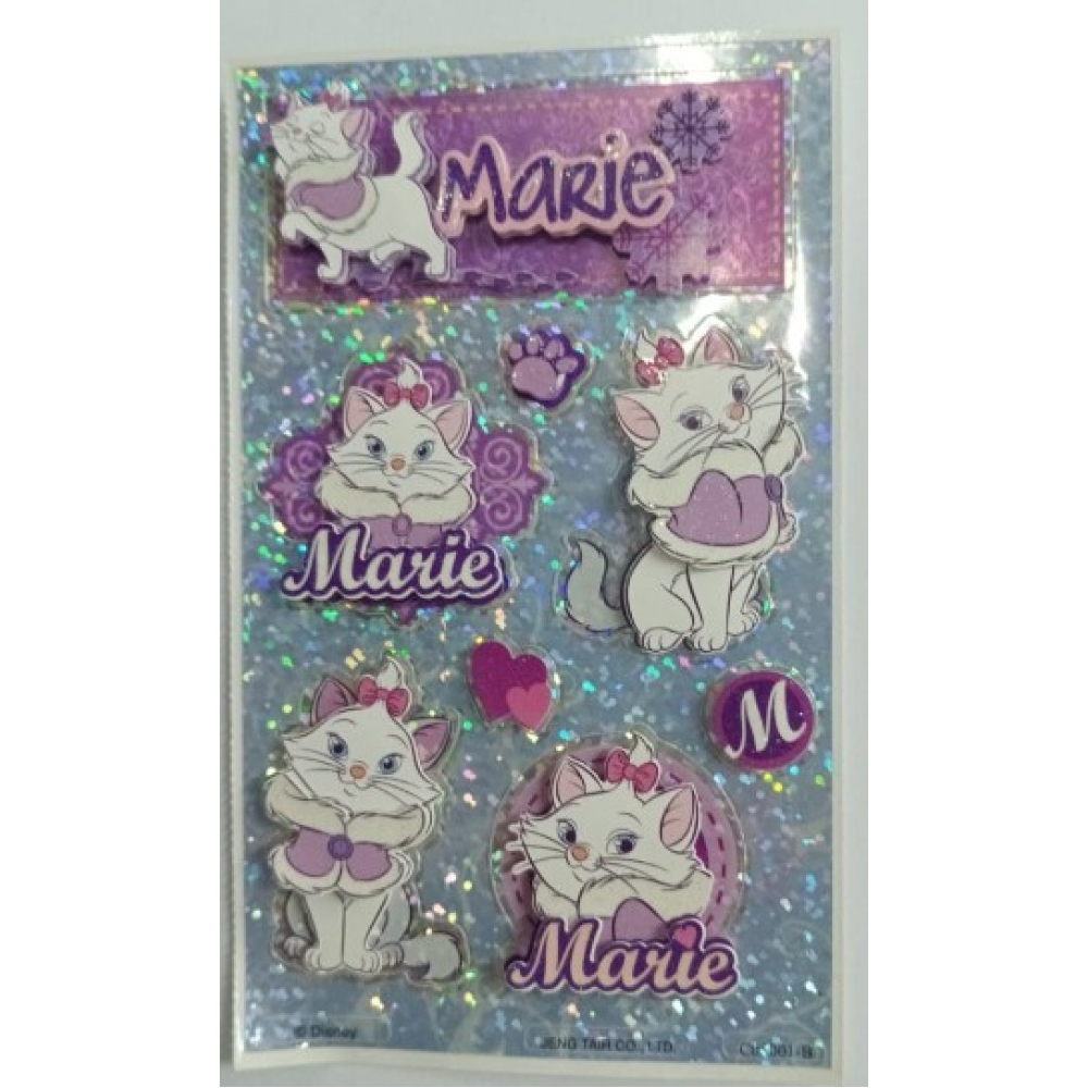 Adesivo 3D Gata Marie Prata c/8 Comercial Wei - Outlet