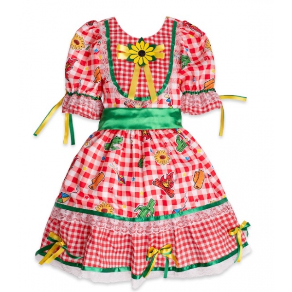 Vestido Junino Infantil Xadrez Vermelho - Fantasias Juninas