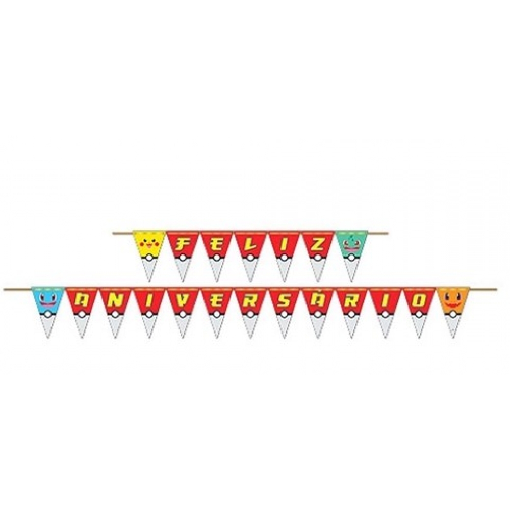 Faixa Feliz Aniversário Pocket Monsters Junco - Temas Infantis