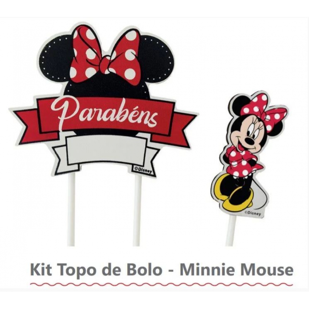 Kit Topo de Bolo MDF Minnie Mouse Grintoy - Temas Infantis