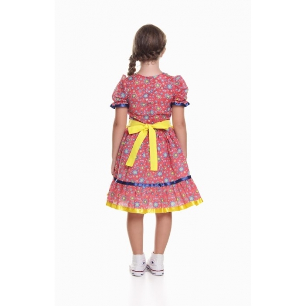 Vestido Junino Infantil Flor Vermelho - Fantasias Juninas