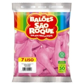 Balão 7 Liso Rosa Baby c/50 São Roque - Balões