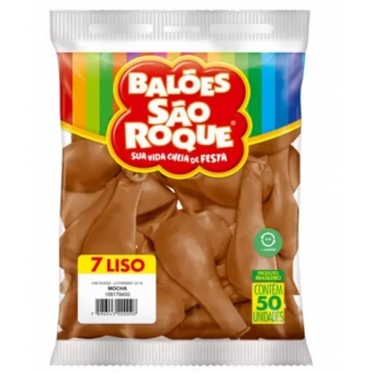 Balão 7 Liso Mocha c/50 São Roque