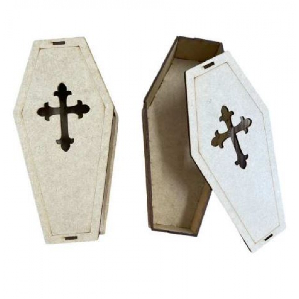 Caixão MDF Cru 20cm com Tampa GT e FR - Halloween