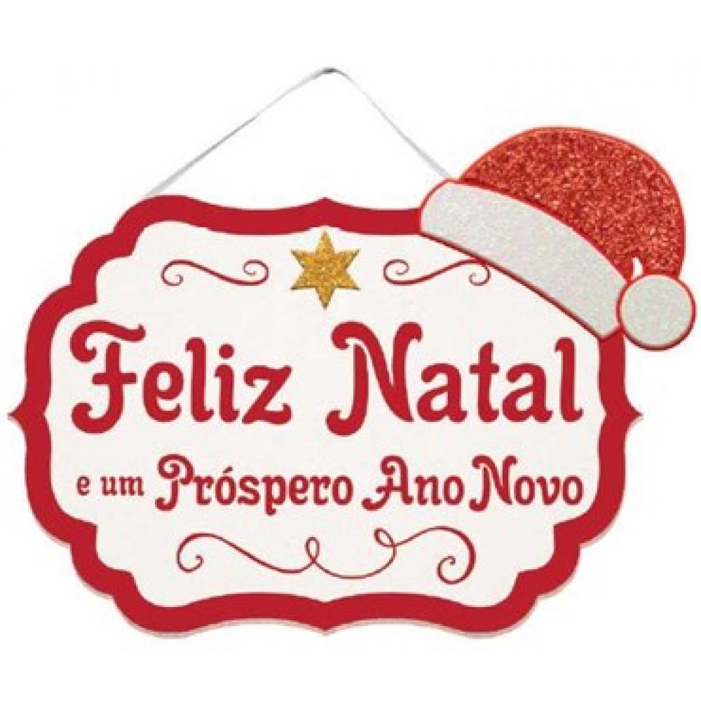 Placa MDF Feliz Natal e Ano Novo Grinfest - Natal