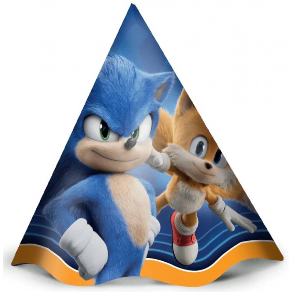 Chapéu Cone Sonic 2 c/12 Regina Festas - Temas Infantis