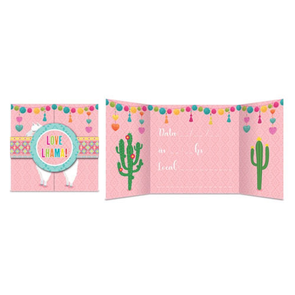Convite Love Lhama c/8 Junco - Temas Infantis