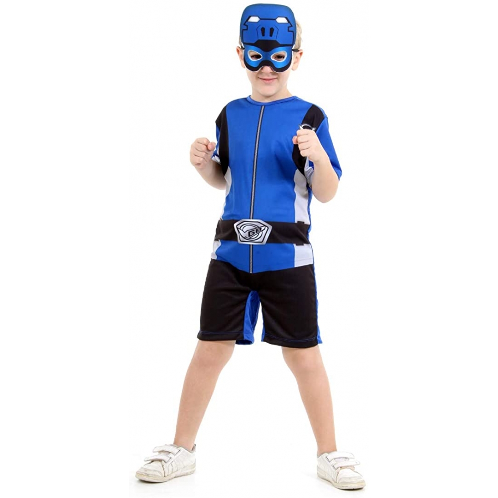 Fantasia Power Rangers Beast Morphers Azul Curta infantil - Fantasias Infantis