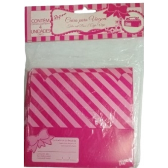 Caixa Surpresa Para Viagem Listra Rosa c/4 Regina Festas