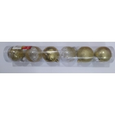 Enfeite Bola Natalina Decorada Dourada 7cm c/6 - Natal