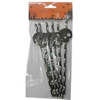 Canudo de Papel Halloween Caveira c/6