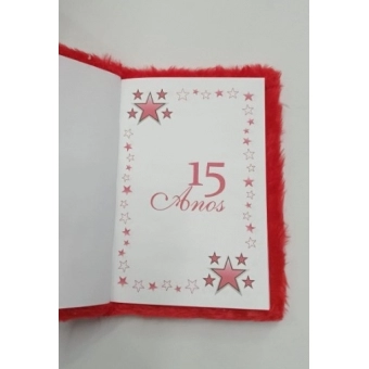 Caderno de Assinaturas Debutante Vermelho Modelo 1 Pequeno