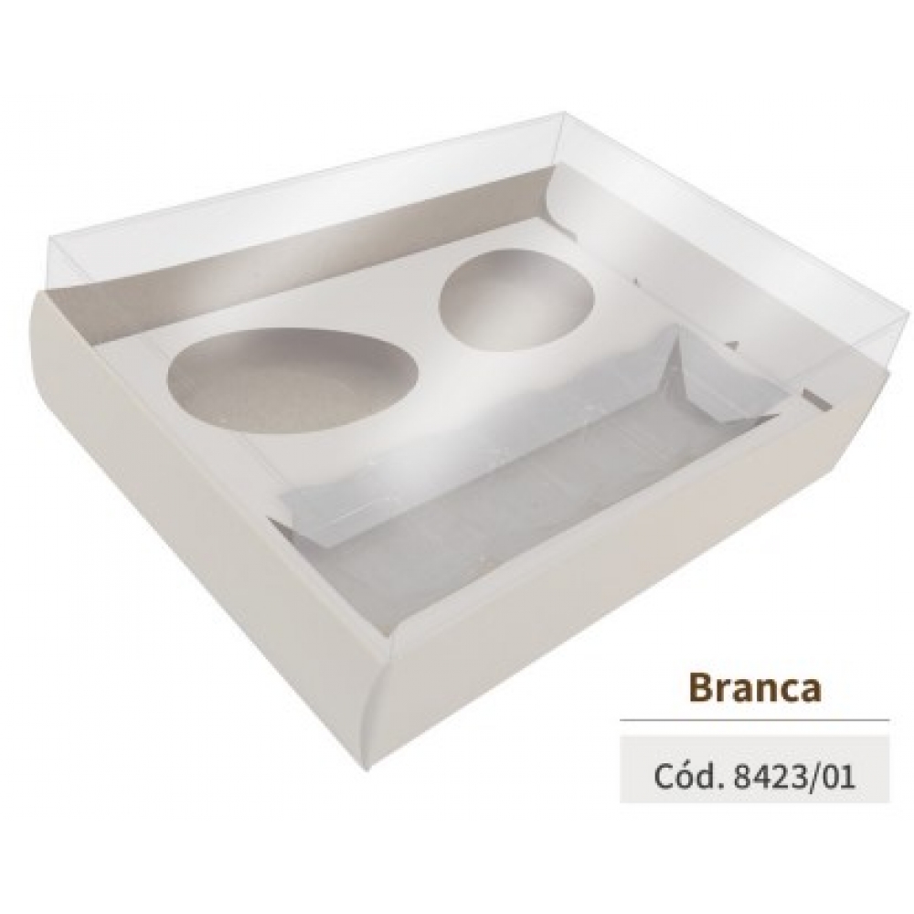 Caixa P/2 Ovos de Colher 50g e 4 Bombons Branca Kaixote - Páscoa