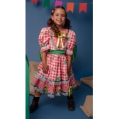 Vestido Junino Infantil Xadrez Vermelho - Fantasias Juninas