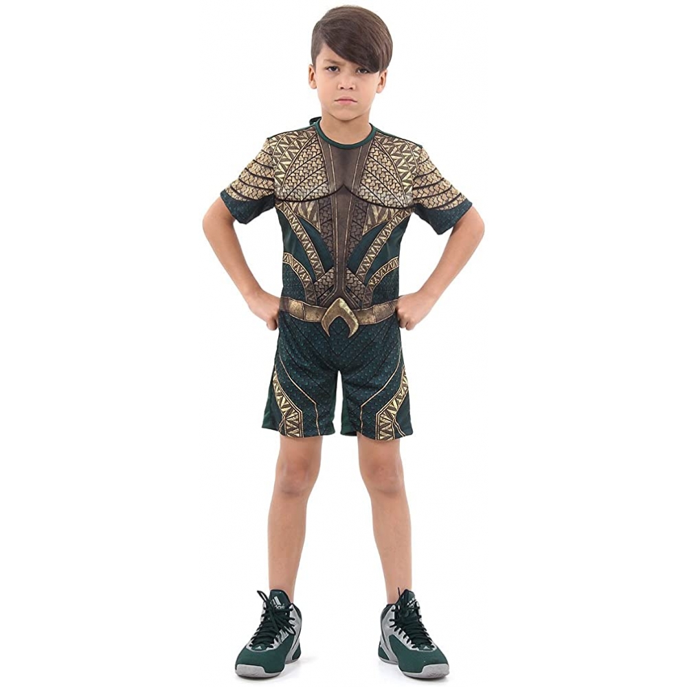 Fantasia Aquaman Curta Musculatura Liga da Justiça Infantil - Fantasias Infantis