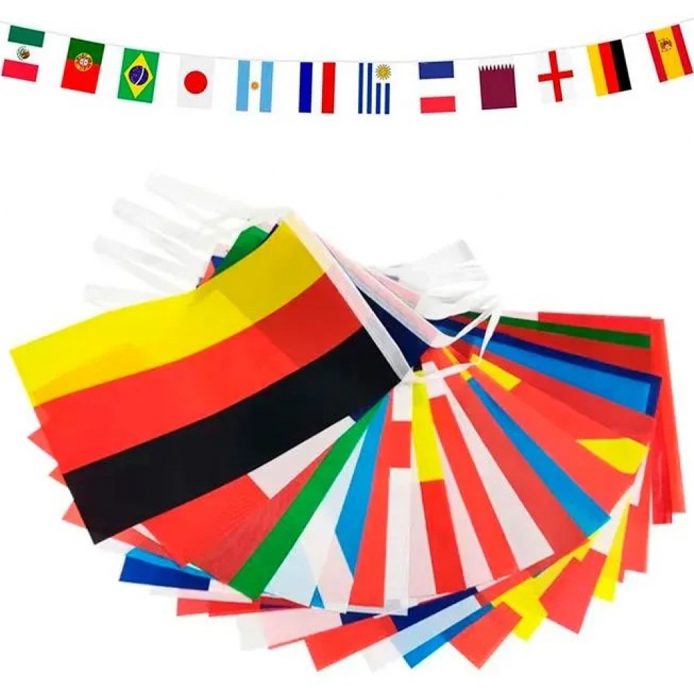 Bandeirola de Países 8 Metros c/32 Bandeiras - Decoração