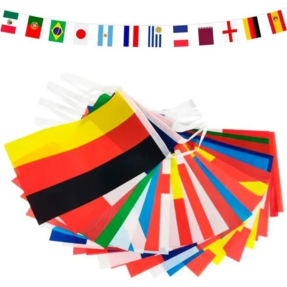 Bandeirola de Países 8 Metros c/32 Bandeiras - Decoração