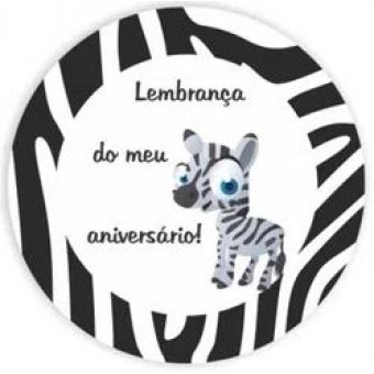 Adesivo Redondo Safári - Zebra c/20 Duster Festas