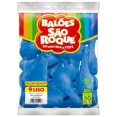 Balão 9 Liso Azul Turquesa c/50 São Roque - Balões