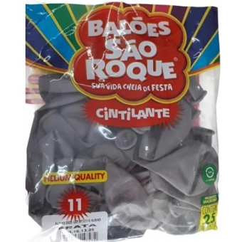 Balão 11 Cintilante Prata c/25 São Roque