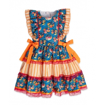 Vestido Junino Infantil Arraia Laranja