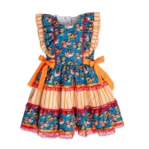 Vestido Junino Infantil Arraia Laranja - Fantasias Juninas