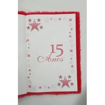 Caderno de Assinaturas Debutante Vermelho Modelo 1 Grande