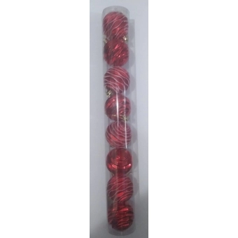 Enfeite Bola Natalina Craquelada Vermelha 6cm c/8