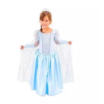 Fantasia Princesa das Neves Frozen Luxo Infantil Anjo