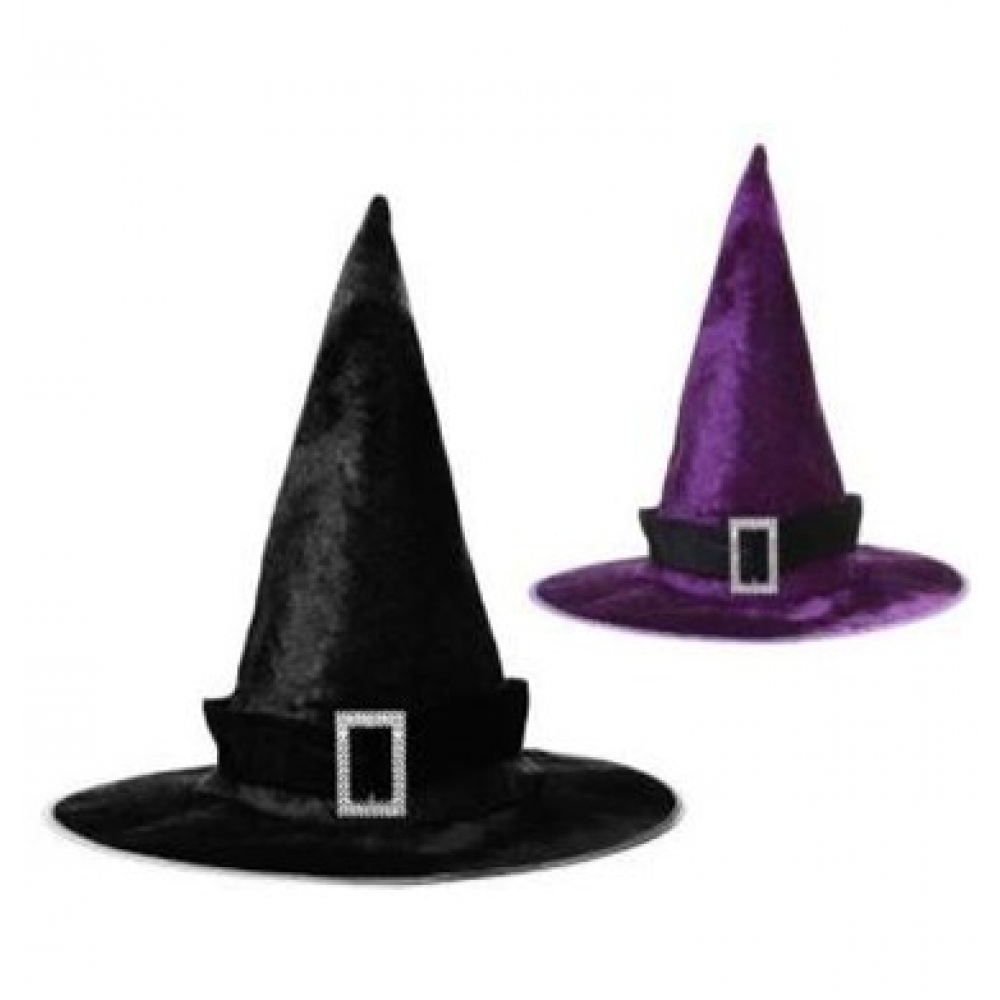 Chapéu de Bruxa Veludo c/ Fivela Adulto - Halloween