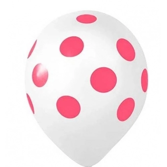 Balão 10 Bolinhas Branco e Rosa Baby c/25 Pic Pic
