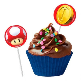 Bandeirinha Para Doces Super Mário c/8 Festcolor