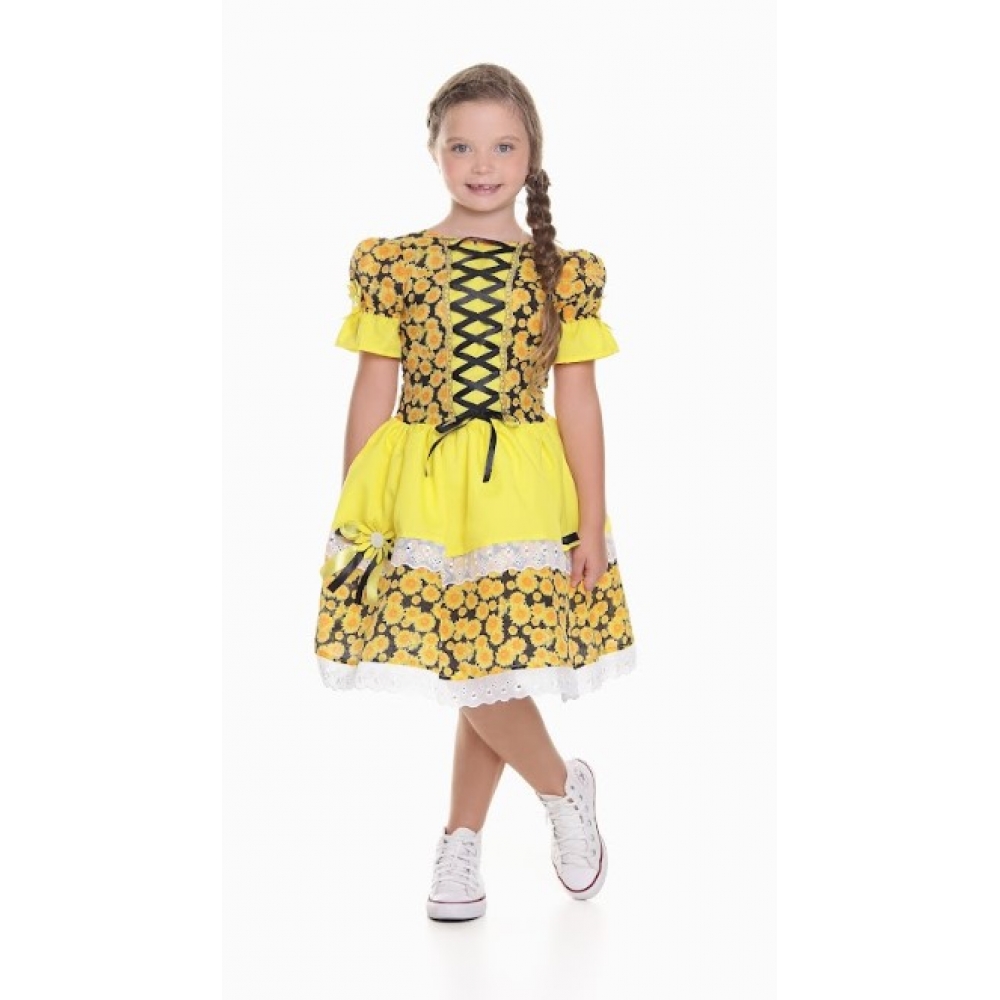 Vestido Junino Infantil Girassol - Fantasias Juninas