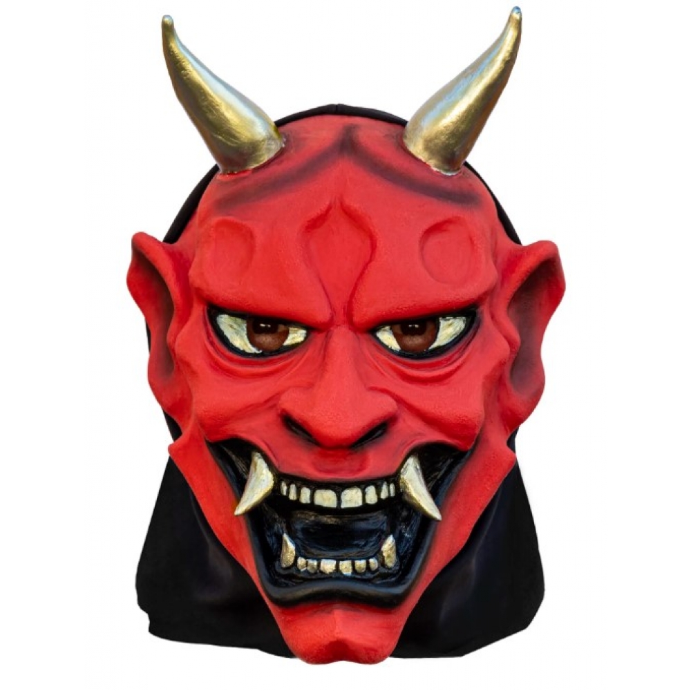 Máscara Látex Diabo Dente de Prata Capuz Spook - Máscaras de Terror