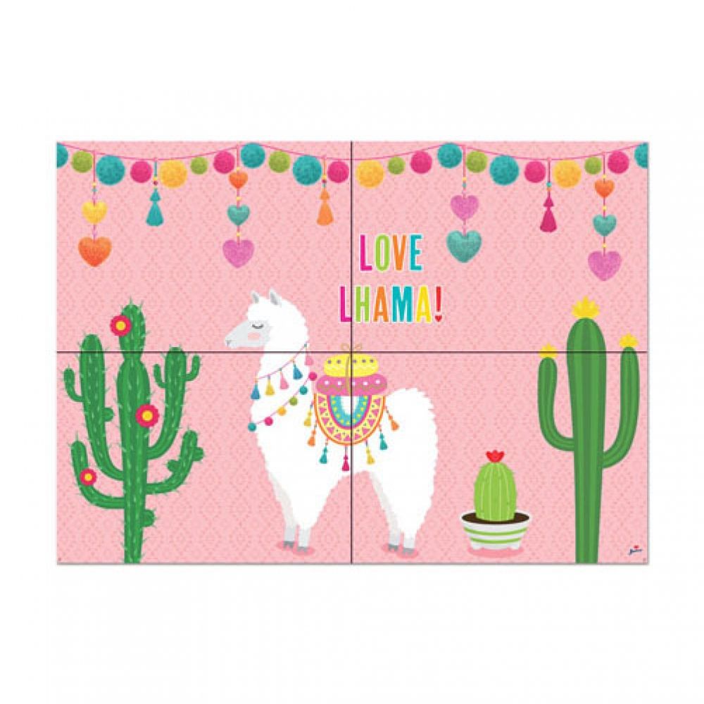 Painel Gigante Love Lhama Junco - Temas Infantis