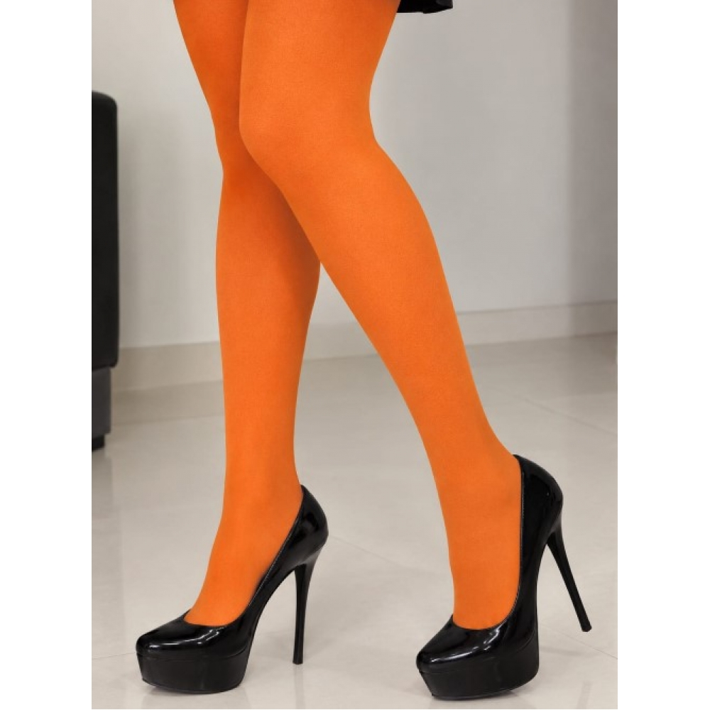Meia Calça Lisa Laranja Neon Adulto - Acessórios para fantasia