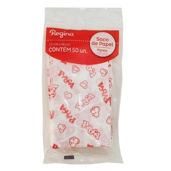Saco de Papel Para Pipoca Vermelho c/50 Regina