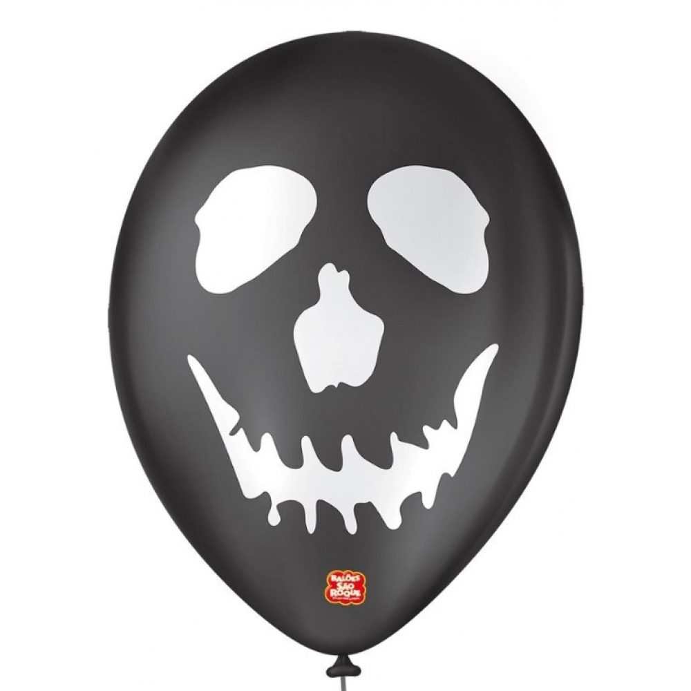 Balão Halloween Caveira Preta c/25 Balões São Roque - Balões