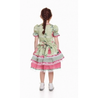 Vestido Junino Infantil Florido Verde