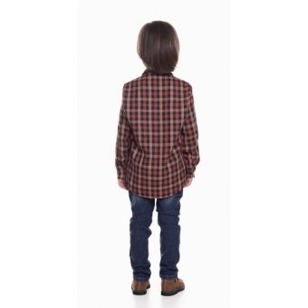 Camisa Junina Infantil Flanela Xadrez Laranja