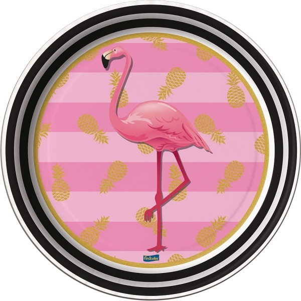 Prato Redondo Lets Flamingo c/8 Festcolor - Temas Infantis