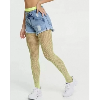 Meia Calça Arrastão Adulto Neon Amarela